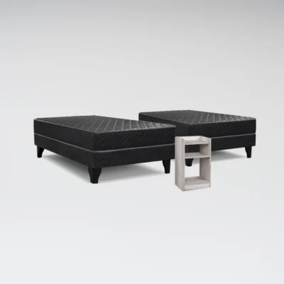 2 Cama Europea Génesis 1.5 pl + Velador Alba White