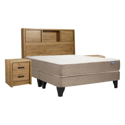 Cama Europea Bamboo 2 Plazas Base Dividida + Set Concept