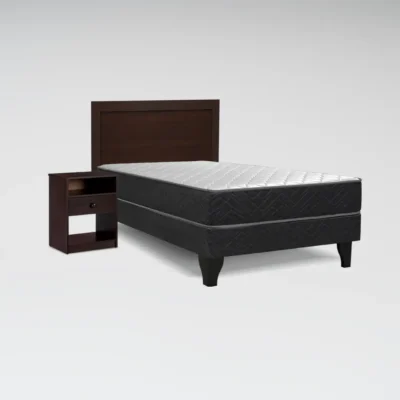Cama Europea Génesis 1.5 Plazas Base Normal 105 x 190 cm + Set Pamplona