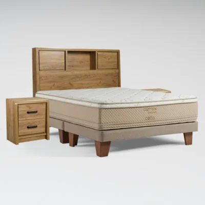 Cama Europea Cotton Organic 2 Plazas x 2 Metros + Set Concept