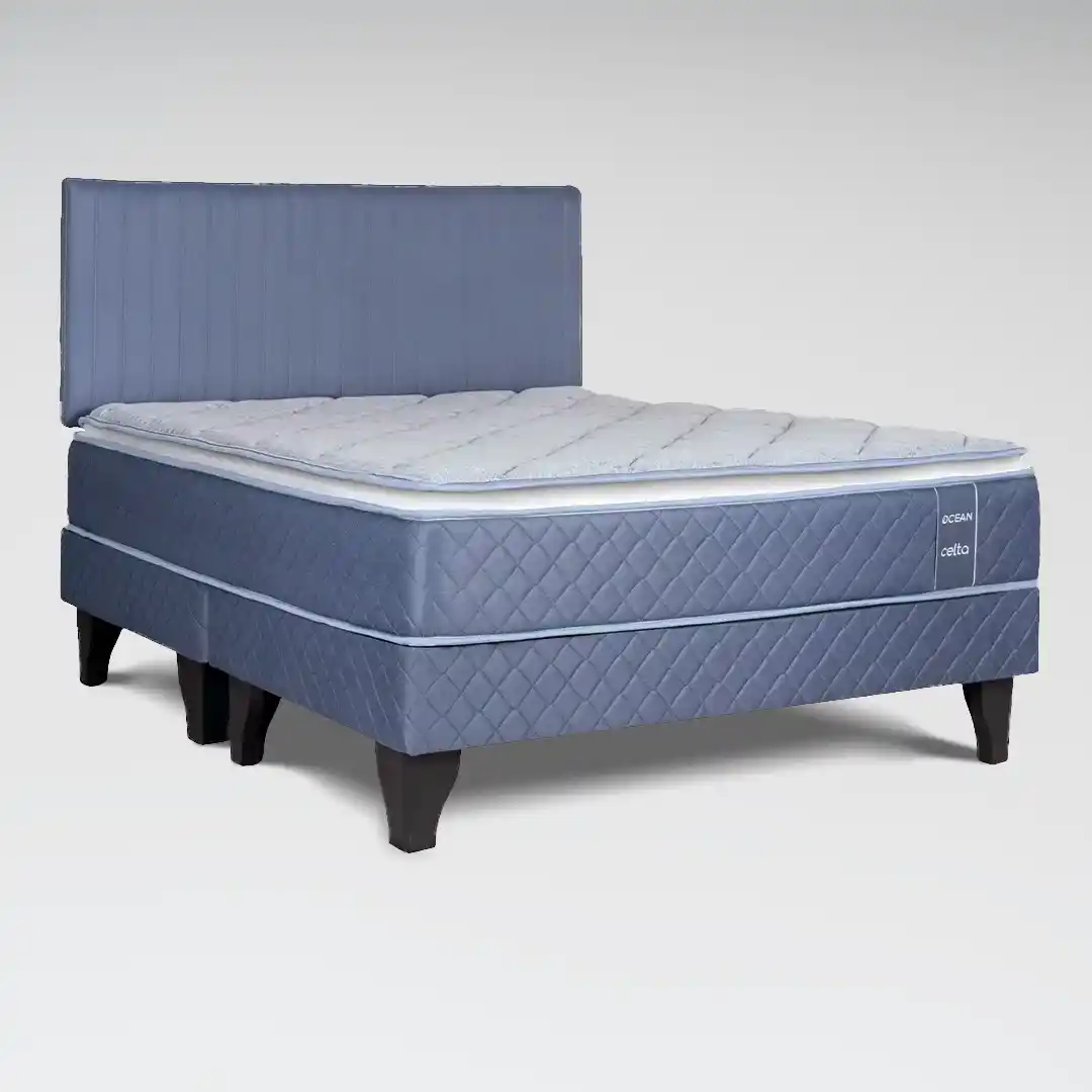 Cama Europea Ocean King Base Dividida + Respaldo