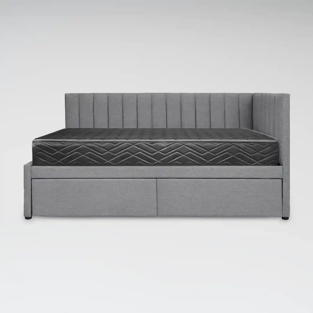 Cama Funcional Gerard Light Gray 1.5 plazas + Colchon Génesis