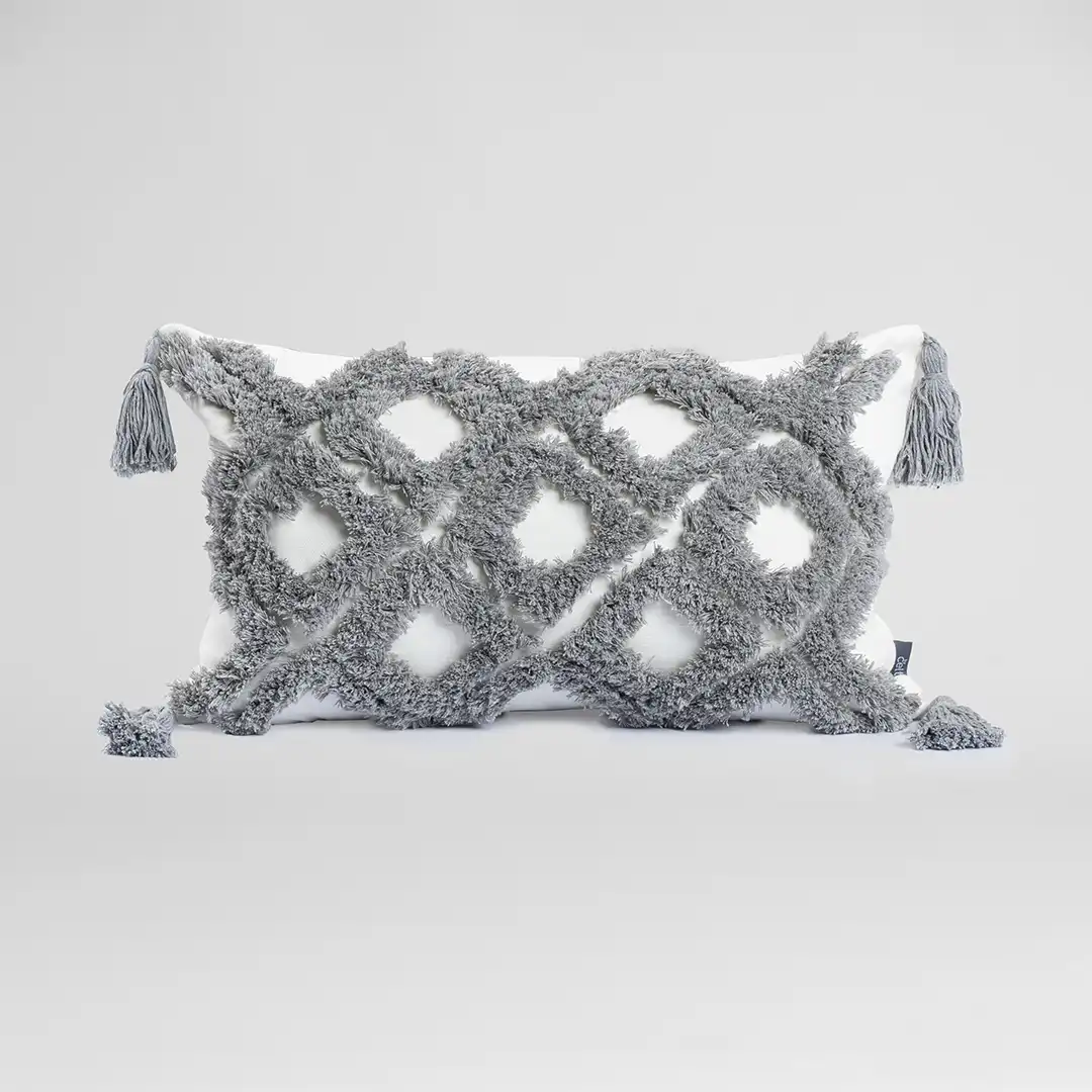Cojin Tufted 30x50 cm Geometric Gris