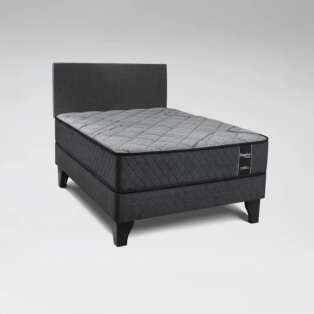 Cama Europea Ángelus Pocket 1.5 Plazas x 2 m + Respaldo