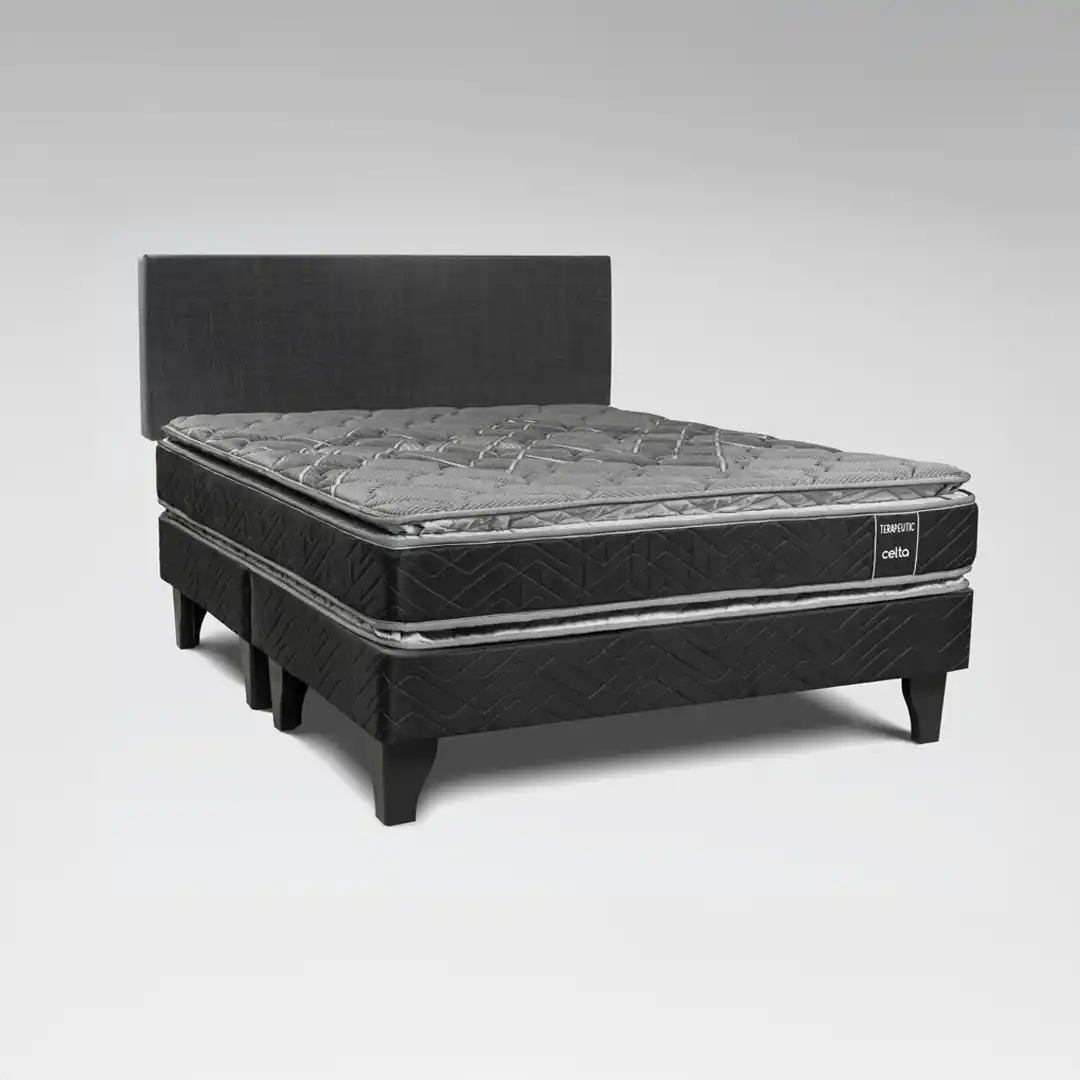 Cama Europea Terapeutic King + Respaldo Gris Medio L