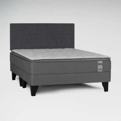 Cama Europea Terra 2 Plazas Base Dividida + Respaldo