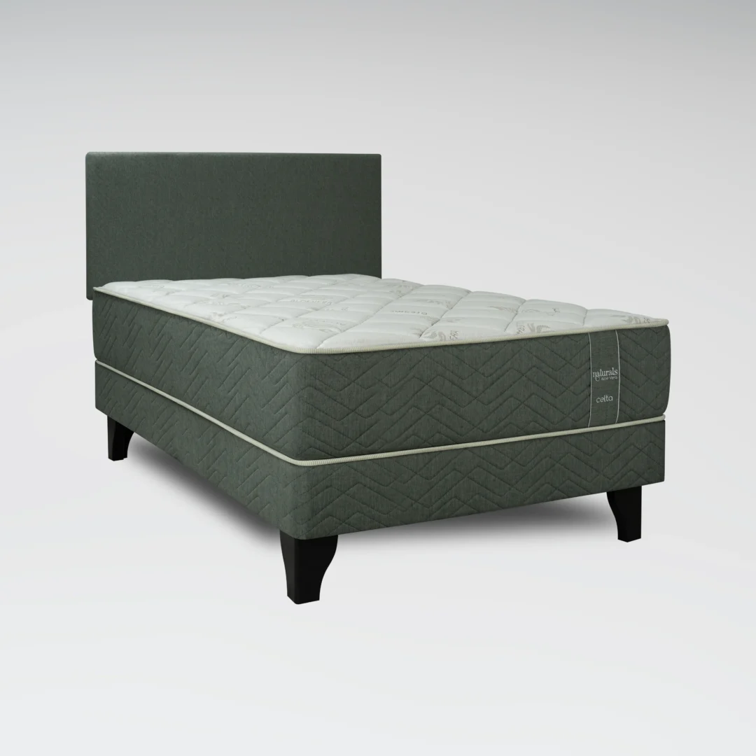 Cama Europea Naturals Aloe Vera 1.5 Plazas + Respaldo
