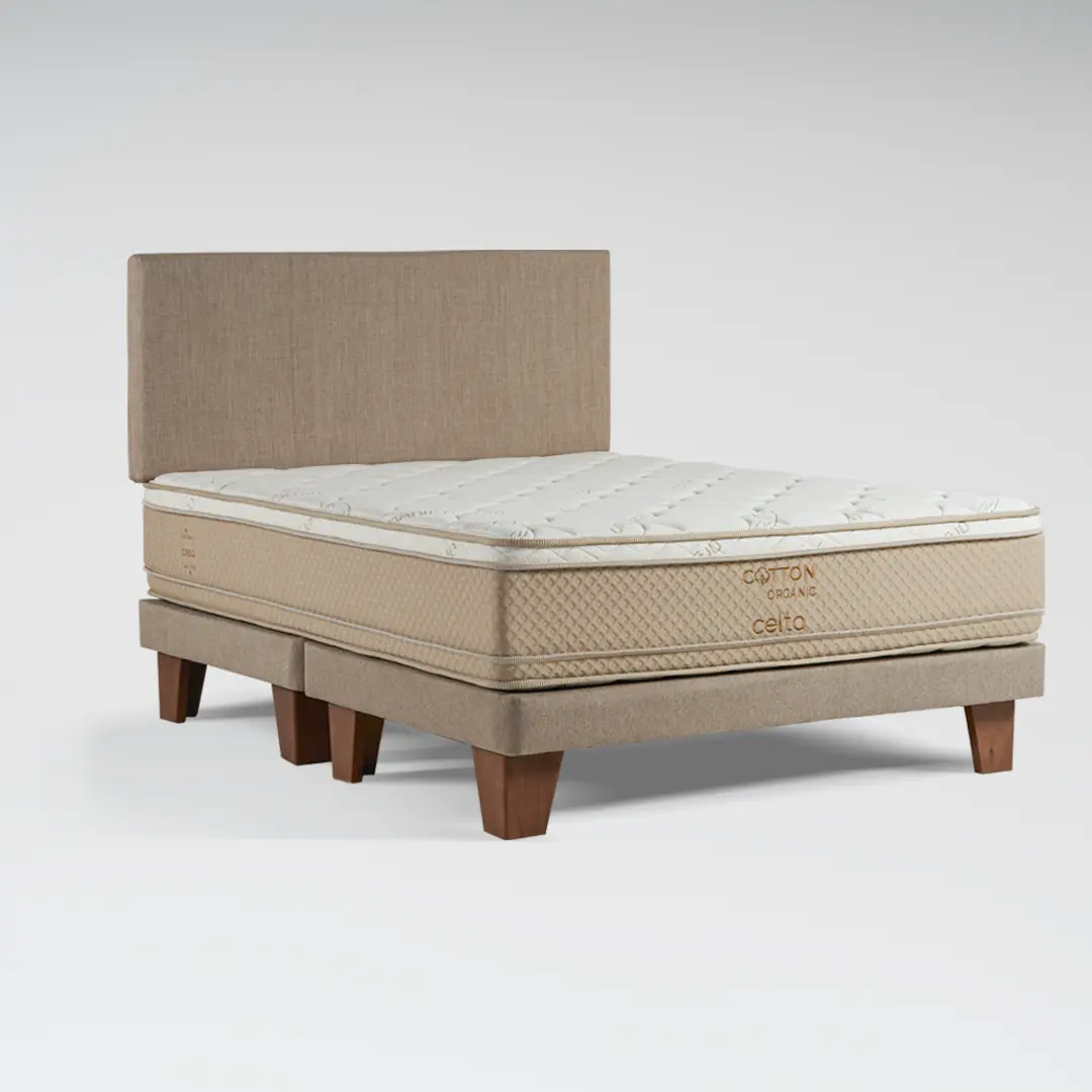 Cama Europea Cotton Organic King + Respaldo