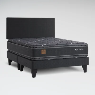 Cama Europea Galicia 2 plazas x 2 mts Base Dividida + Respaldo