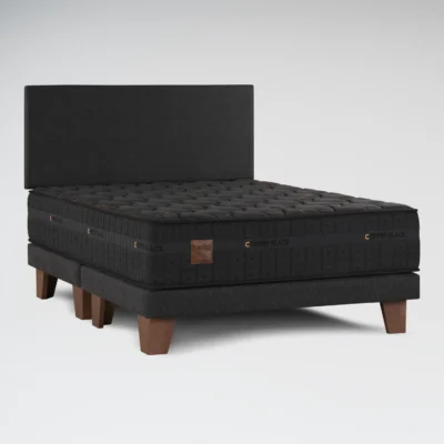 Cama Europea Copper Black 2 Plazas x 2 Metros 150x200 cm + Respaldo