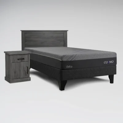 Cama Europea Cosmo 1,5 plazas + Set Habana Gris