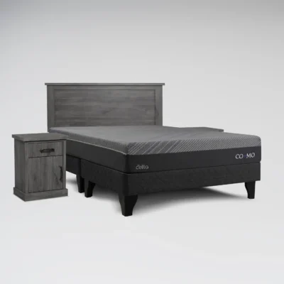 Cama Europea Cosmo 2 plazas Base Dividida + Set Habana Gris